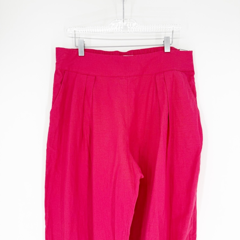 NWT Abercrombie & Fitch Wide Leg‎ Linen Blend Pull On Pants L Pink - Picture 4 of 8